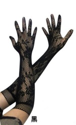 Lace Half Arm Gloves In Black