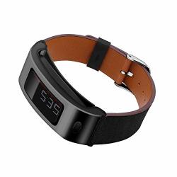 Duigong Leather Strap Compatible For Garmin Vivofit 1-2 Replacement Band With Stainless Steel Protector Case S m&m l Black