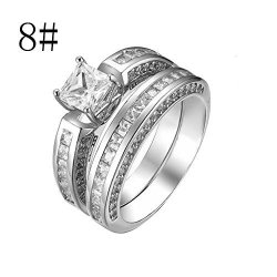 Paymenow Rings Paymenow Clearance 2-IN-1 Women Rhinestone Wedding Engagement Promise Rings Vintage Fashion Anniversary Jewelry Cocktail Ring 7 White