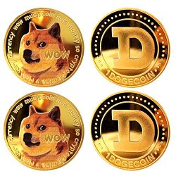 Dogecoin Coin Set 2021 Edition - 4PCS Gold Plated Doge Coin With Protective Case Hodl Cryptocurrency Coins 1OZ Gold Plated Dogecoin Token Shiba Inu