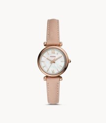 Fossil Women's Carlie MINI Stainless Steel And Leather Quartz Watch ES4699
