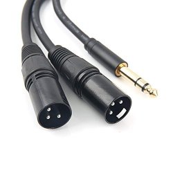 Easjoy Profession 6.35MM 1 4INCH Trs Male Plug To 2 Dual Xlr Male Microphone Stereo Unbalanced Audio Converter Adapter Y Splitte Cable Cord 5FT 1.5M