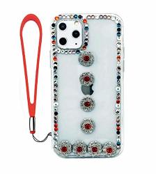 Calmpal Iphone 11 Pro Case 3D Glitter Sparkle Bling Case Luxury Shiny Crystal Rhinestone Diamond Bumper Clear Protective Case Cover With Cute Wrist Strap