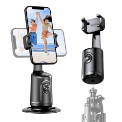 Auto Face Tracking Tripod No App Required 360 Rotation Face Body Phone Mount Smart Shooting Phone Tracking Holder For Vlog Live Streaming Video Rechargeable Battery Black