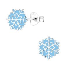 Light Blue Snowflake Enamel And Sterling Silver Earrings