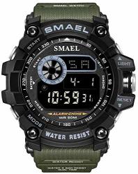 Men's Fashion Minimalist Analog Quartz Waterproof Watch Black Leather Strap Business Ultra-thin Watches Army Green