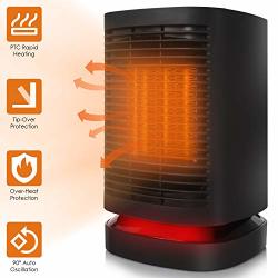 Comlife Ceramic Space Heater 950W Portable Electric Fan Heater With Auto Oscillation MINI Personal Ptc Heater With Fan Etl Listed Tip-over&overheating Protection For Office