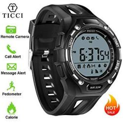 TICCI T0006 Electronic Fitness Tracker Digital Sports Bluetooth Smart Watch Waterproof Pedometer Remote Camera Incoming Call Or Message Alert Reminder For Ios & Android Smartwatch