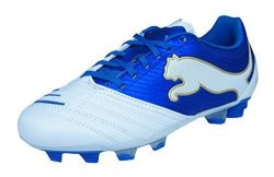 Puma Powercat 2.12 Fg Jr Boys Leather Soccer BOOTS CLEATS-WHITE-6.5