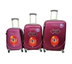 Abs 3PC Luggage Sets -hardshell Lightweight Durable Suitcase With Spinner Wheels Maroon