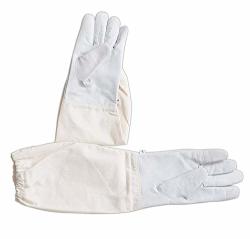 Children Goatskin Leather Beekeeper's Glove With Long Canvas Sleeve & Elastic Cuff Small