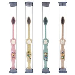 Wheat Straw Toothbrush Bamboo Charcoal Soft And Case Holder For Travel For Kids Set Of 4