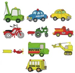 Machine Embroidery Design Set - Cars And Trucks 10 In The Set