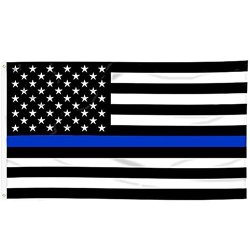 Thin Blue Line American Flag - 3 By 5 Foot Flag With Grommets
