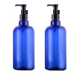 2PCS 500ML 17OZ Blue Plastic Refillable Empty Lotion Emulsion Cream Pump Bottle Shampoo Body Wash Container For Family Use