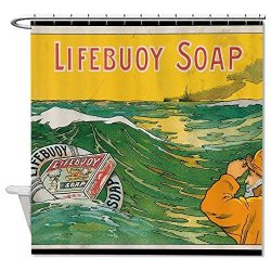 Ojngdafs Lifebuoy Soap Pattern Mildew Resistant Waterproof Polyester Fabric Shower Curtain Liner 72"X72