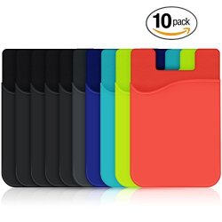 Cell Phone Wallet Huo Zao Silicone Credit Card Id Holder With Adhesive Stick-on Fits Apple Iphone I