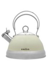 SWISS Gourmet Whistling stove Top Kettle - 2.5L S steel - Antique White