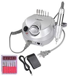 Aw 30000RPM Electric Acrylic Nail Drill Manicure Pedicure Kit Pedal File Buffer Set W 6 Bits Beauty Salon Silver