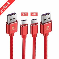 USB Type C Cable 2-PACK 1X2FT&1X4FT Pu Leather Fast Charger Cord Compatible Samsung S9 S8 Plus NOTE9 Moto Z2 Google Pixel Nintendo Switch And All