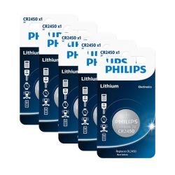 Philips CR2450 Lithium 3V Coin Battery - 5 Pack