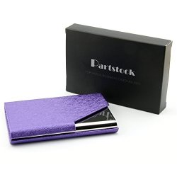 Flip Style Leather Business Name Card Wallet / Holder 25 Cards Case 4L x 2.8W inches with Magnetic Shut. Blue TM Partstock 
