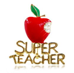 Perfect Teacher's Gift Or For Xmas Cute Bright Red Apple With Rhinestone Brooch