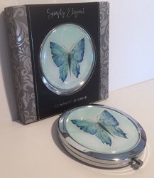 Simply Elegant Painted Silk Butterfly Double Compact Mirror