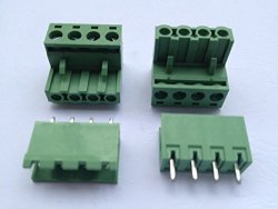 40 Pcs 4PIN WAY Pitch 5.08MM Screw Terminal Block Connector Green Color Pluggable Type With Straight Pin