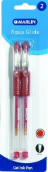 Marlin Aqua Glide 0.7mm Gel Ink Pens - Red Blister Of 2