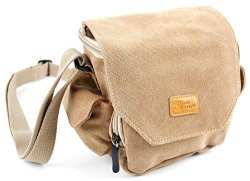 Duragadget Light Brown Medium Sized Canvas Carry Bag - Compatible With Fujifilm Instax Share SP-3 Sq