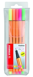 STABILO Point 88 Fineliners - Assorted Neon Colours Wallet Of 5