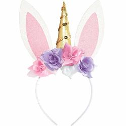 Amscan 8402677 Floral Unicorn Bunny Ears Costume Accessory Headband 5.2 X 5.1 X 2.9 Inches 1 Ct