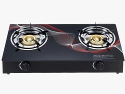 Two-burner Auto-ignition Tempered Glass Panel Gas Stove - Red Swirl Edition