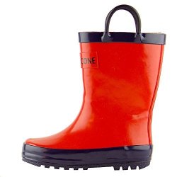 Lone Cone Kids' Waterproof Rubber Rain Boots With Easy-on Handles Firetruck Red Little Kid 2