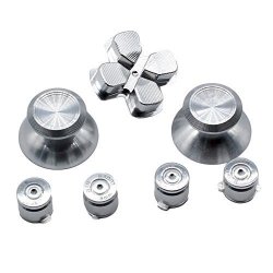 Xfuny Tm Metal Bullet Buttons Abxy Buttons + Thumbsticks Thumb Grip And Chrome D-pad For Sony PS4 Dualshock 4 Controller Mod Kit Silver