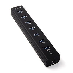 Lotfancy Orico 7 Port Superspeed USB 3.0 Hub With 3.3FT. Cable For Windows Mac PC Laptop Iphone Sumsung Cell Phone
