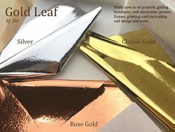 Leaf Gold By Sisi 100 Sheets Imitation Gold Paper Various Colors Classic Gold Rose Gold And Silver Color Gold Paper For Art Purposes Crafting