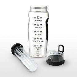 Flex Fruit Infusion Water Bottle By 32 Oz Bpa-free Sport Bottle With Motivational Timeline Black