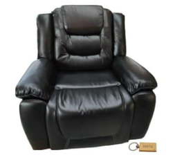 Quality Single Leather Recliner Couch Sofa Chair - Black + Keyring