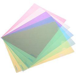 Bcp 15PCS Plastic A4 Size Document Folders Paper Sleeves Blue Green Yellow Pink Clear