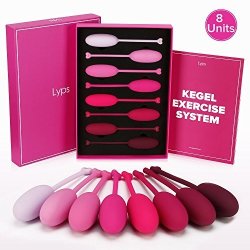 Lyps Kegel Weights: 8 Kegal Balls Exercise Weights - Bladder Control Device And Pelvic Exercise Kit - Dilator For Vaginismus - Kegel Muscle System For