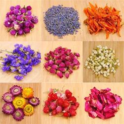 Oameusa Dried Flowers Dried Flower Kit Candle Making Soap Making Aaa Food Grade-pink Rose Lily Lavender Roseleaf Jasmine Flower 9 Bags