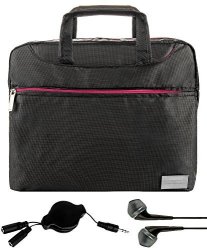 Vangoddy Pink Trim Messenger Bag For Acer Aspire Series Spin Swift Chromebook Travelmate B 11"-13.5INCH + Splitter W Earbuds