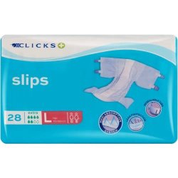 Clicks Incontinence Adult Slips Extra Absorption Large 28 Slips