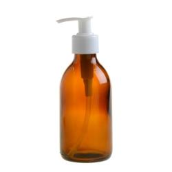 200ML Amber Glass Generic Bottle With Pump Dispenser - White 28 410