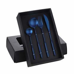 Buyer Star Blue Flatware Set 20-PIECES Silverware Set Matt Polished 18 10 Stainless Steel Cutlery Utensil Service For 5 With Gift Box Dishwasher Safe