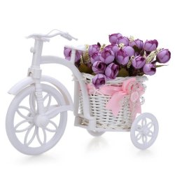 Creative Rose Tricycle Artificial Flower Rattan Vase Set - 7