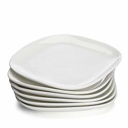 Sweese 152.001 Porcelain Square Dinner Plates - 10 Inch - Set Of 6 White