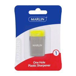 Marlin Plastic Sharpener 1'S 1 Hole With Container For Shavings Pack Of 12